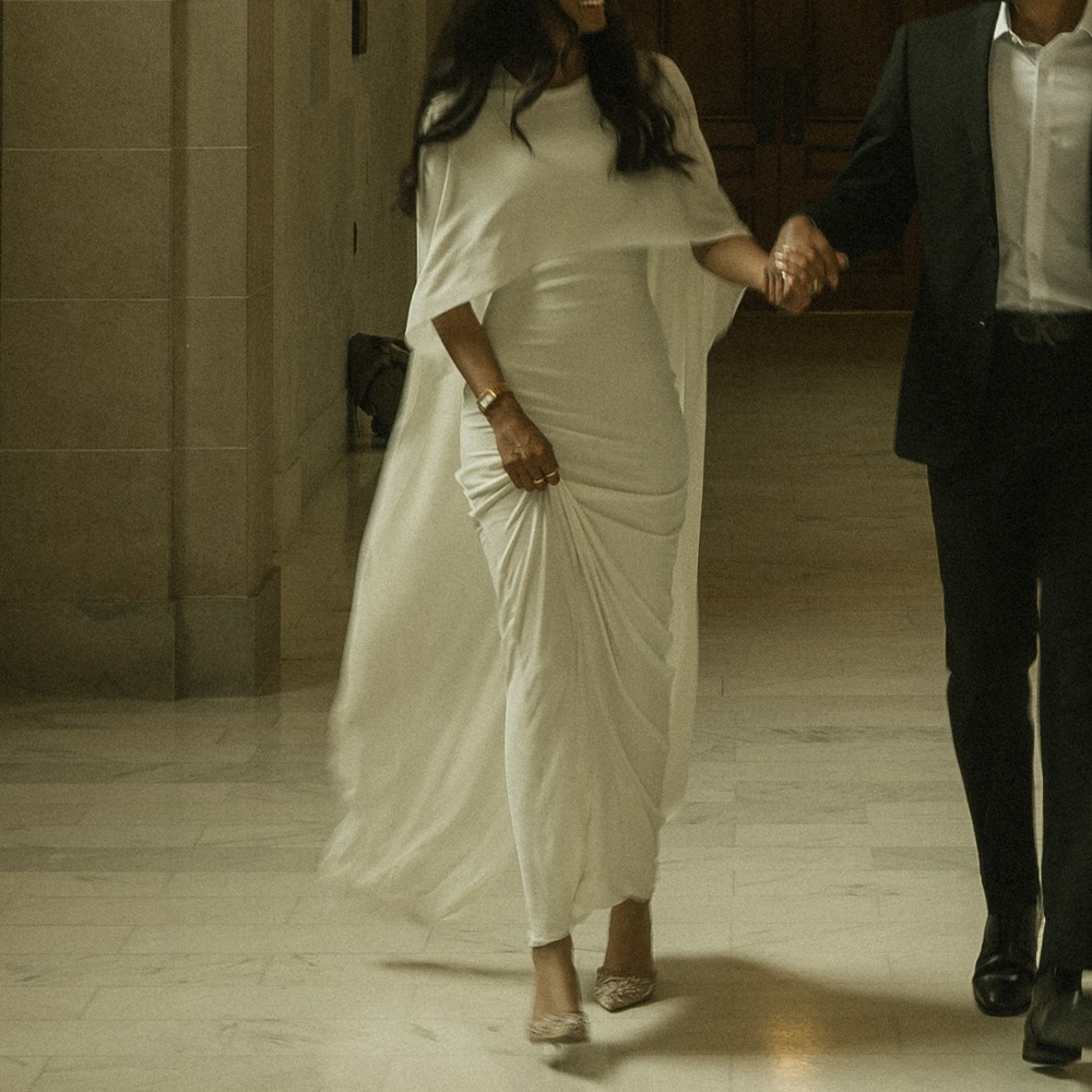 Club L London White Cape Dress - Picture 2 of 5